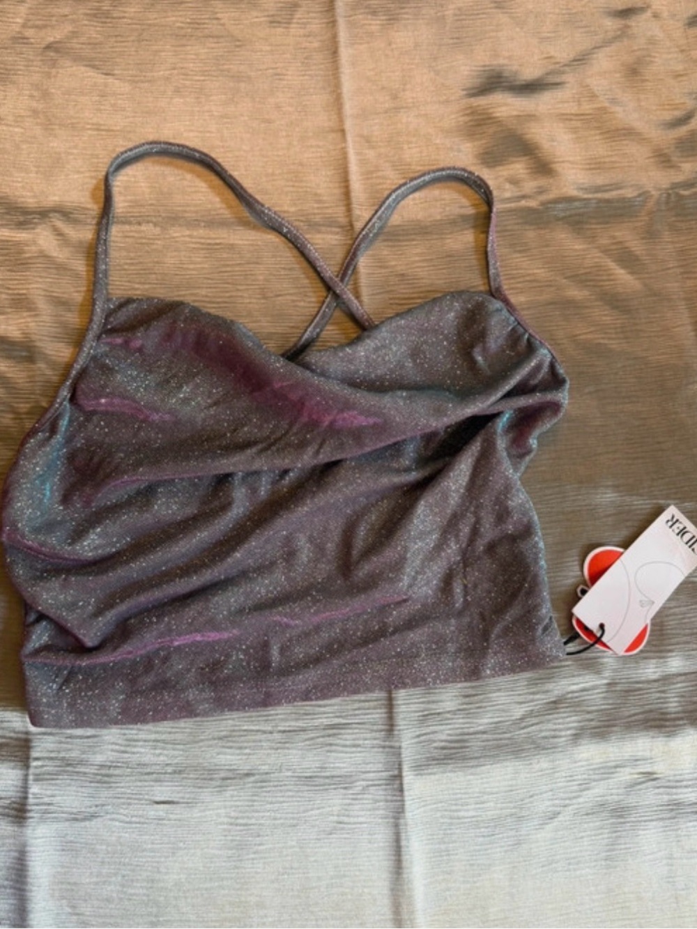 Cider Sparkle Bandeau Crop Top in Shimmery purple